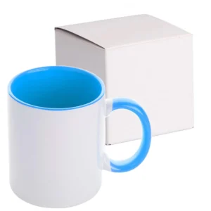 Cană albă ceramică personalizată Albastru– 350 ml, cu cutie individuală