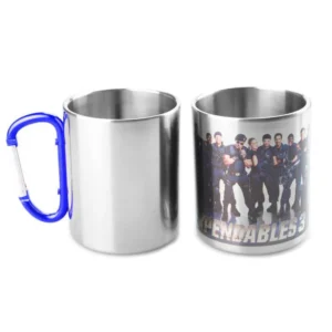 Cană din inox personalizată cu mâner tip carabină, albastru