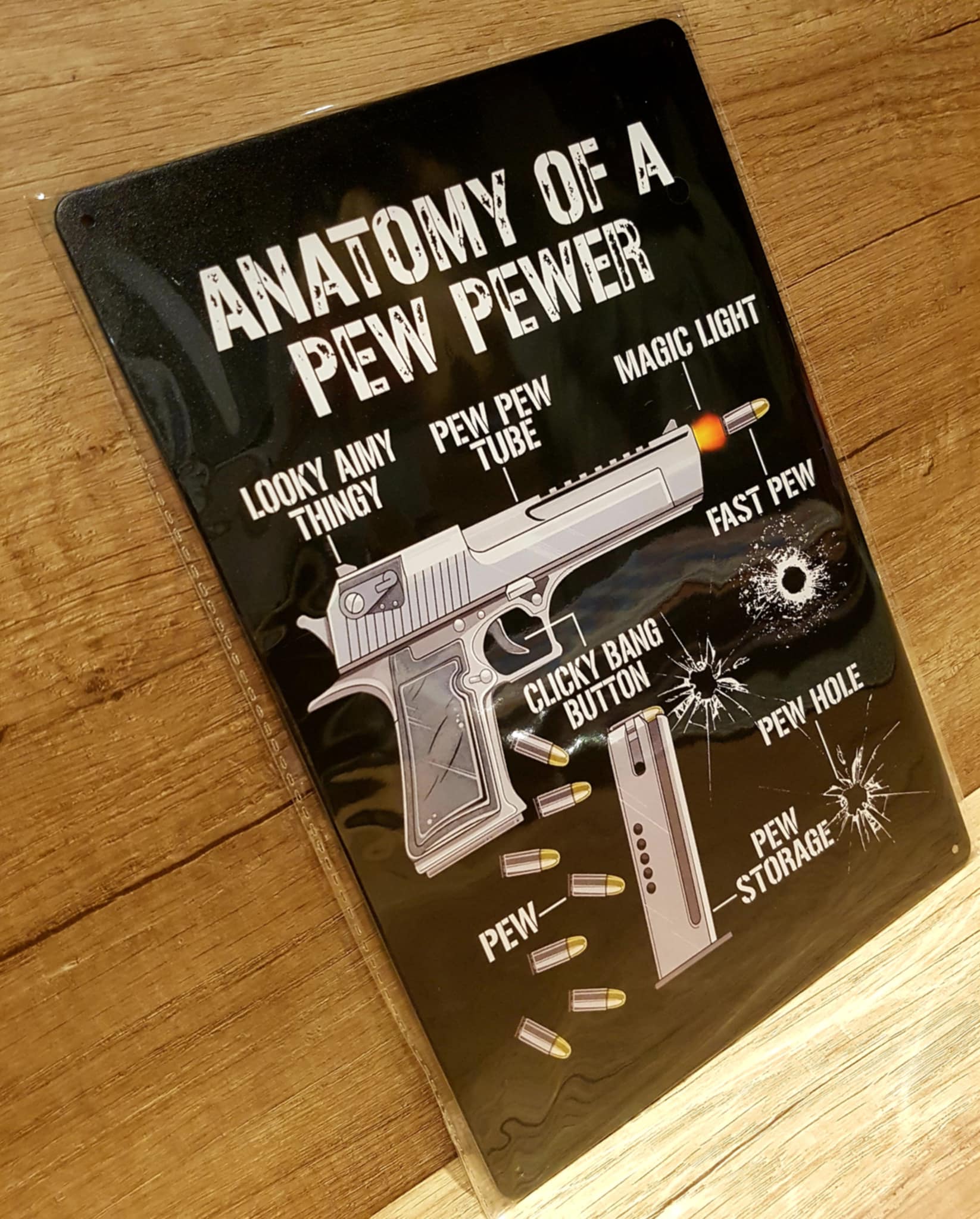 Plachetă decorativă din metal - Anatomy of a pew pewer